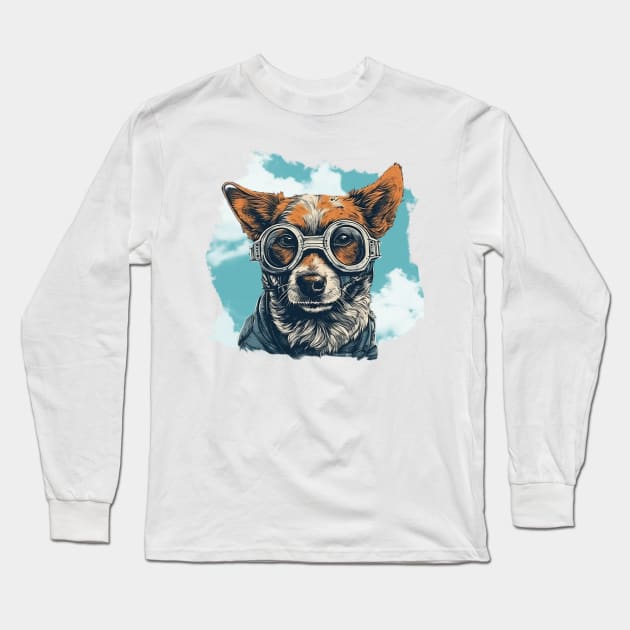 Aviator dog Long Sleeve T-Shirt by GreenMary Design